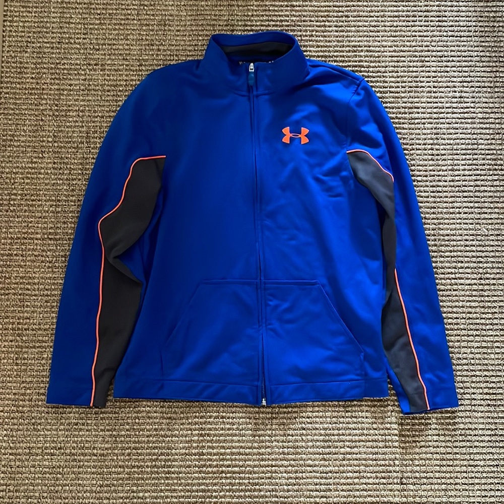 Youth Large Royal Blue and Orange Under Armour Zip Up Jacket